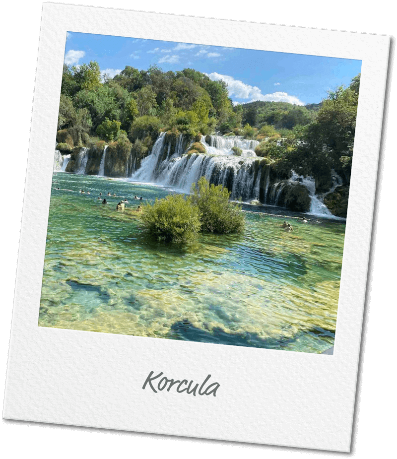 A view of a huge waterfall in Croatia